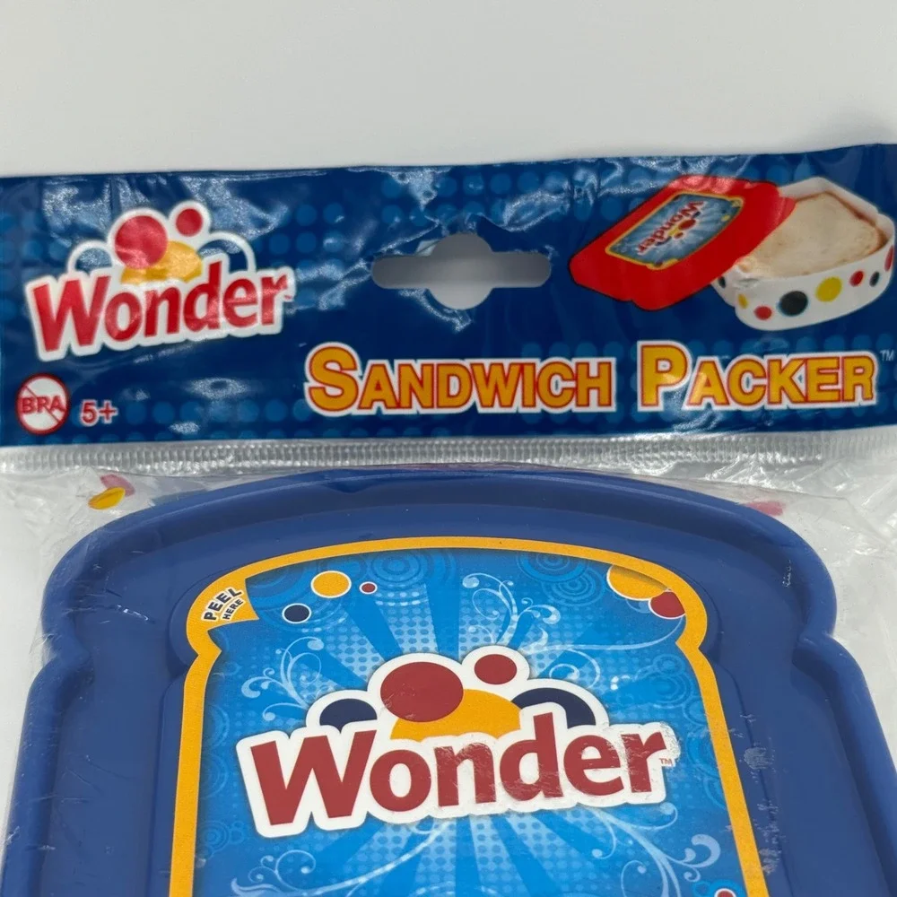 New Wonder Bread Sandwich Packer Container Plastic Lunch Box Sealed Retro Logo